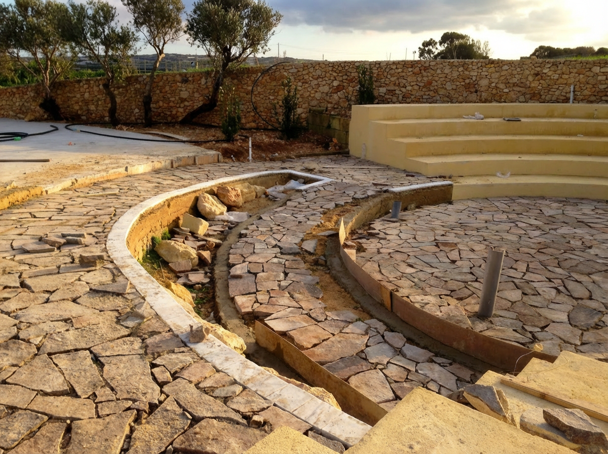 Stone paving and landscaping