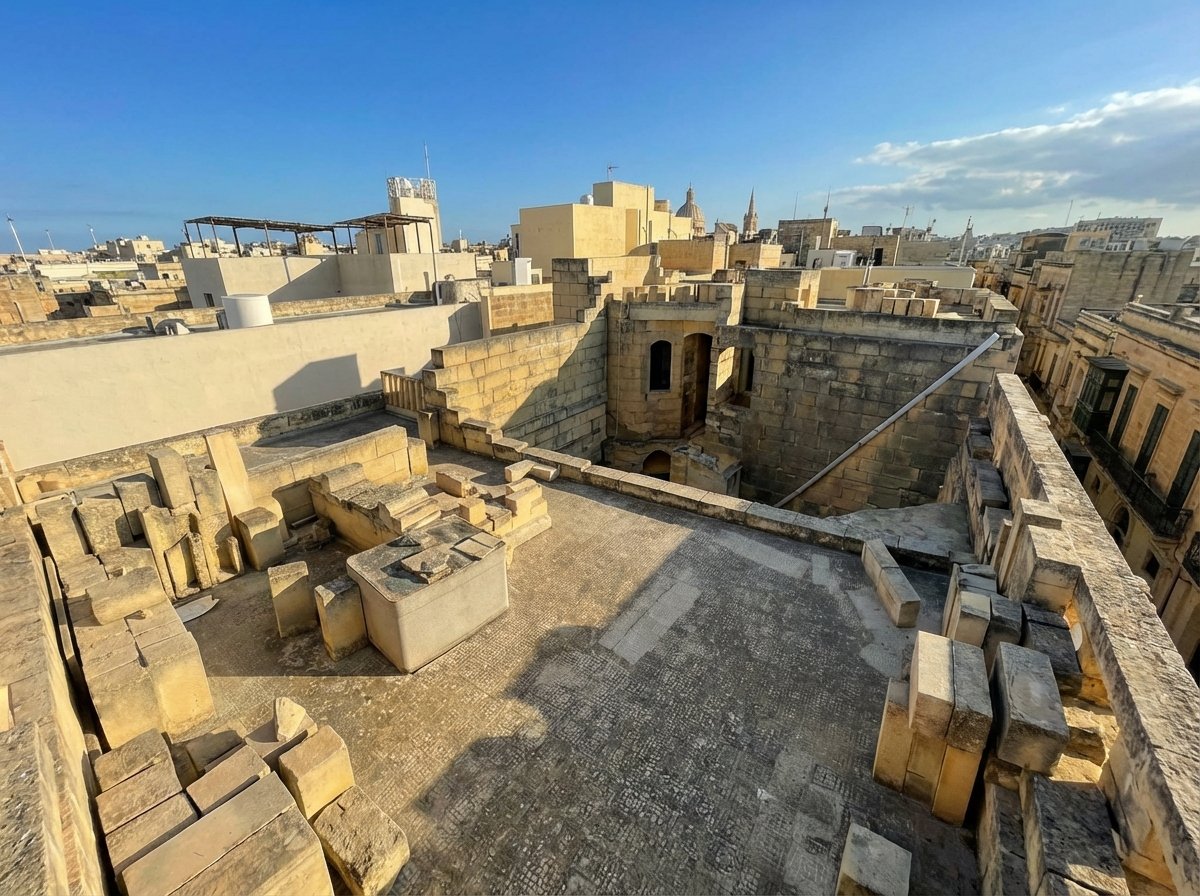 Rooftop restoration site in Malta